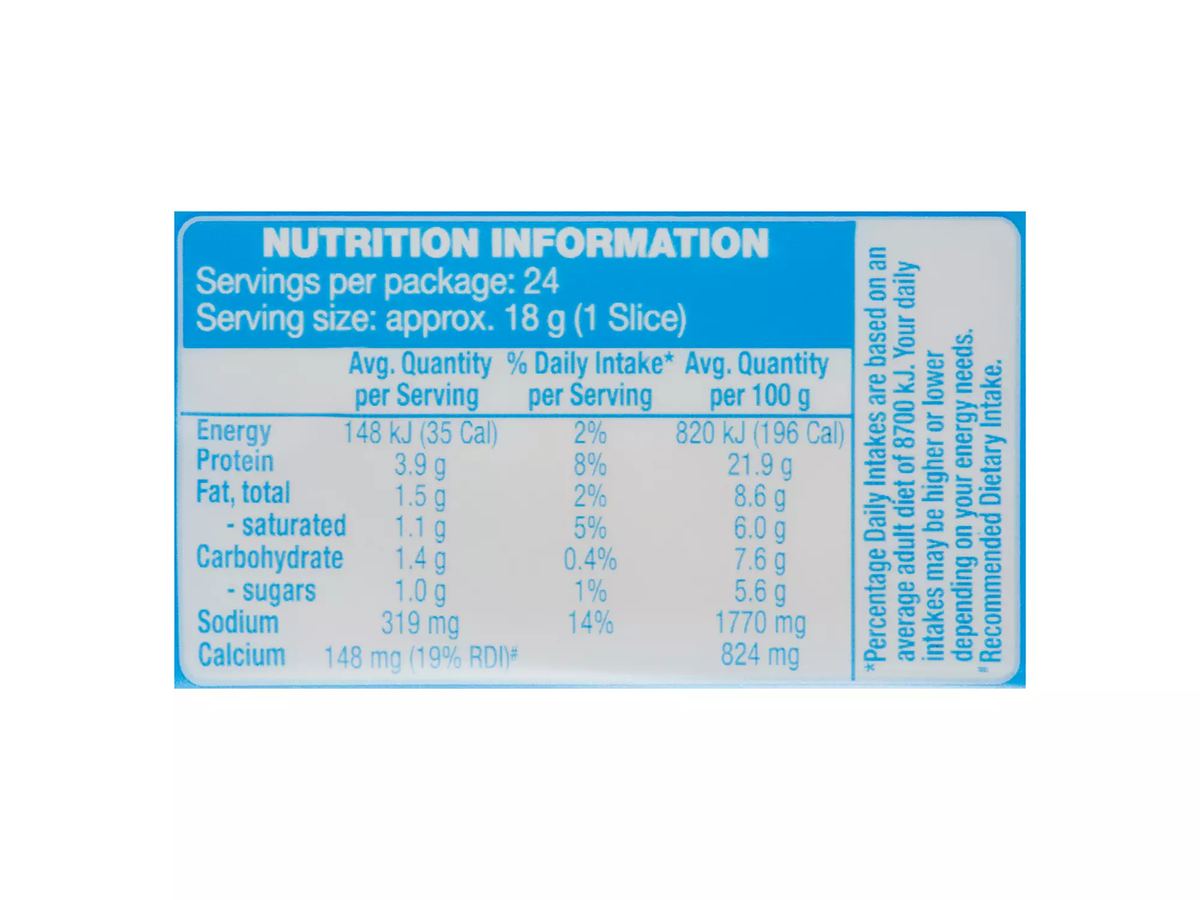 Pack photograph of WESTACRE DAIRY Light Sandwich Slices 432g showing the printed nutrition panel