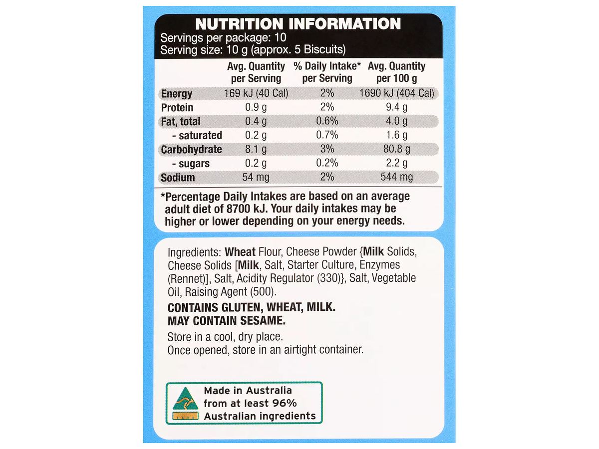 Pack photograph of DAMORA Fine Wafer Crackers Natural 100g showing the printed nutrition panel