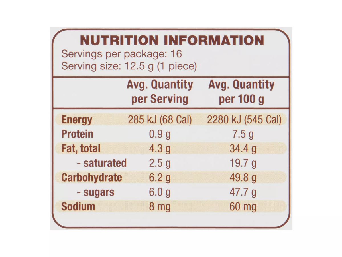 Pack photograph of STORCK Merci Dark Chocolate Mix 200g showing the printed nutrition panel