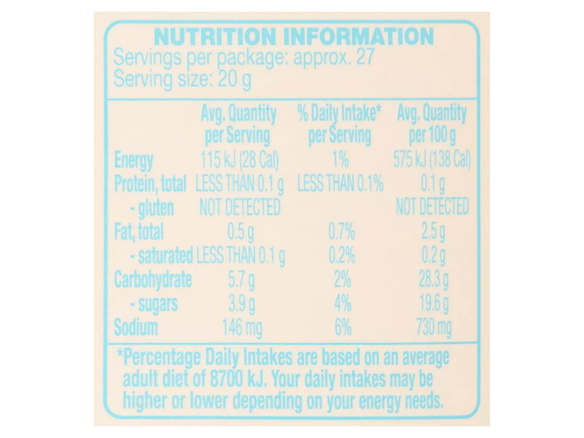 Pack photograph of COLWAY Light Squeeze Mayonnaise 535g showing the printed nutrition panel