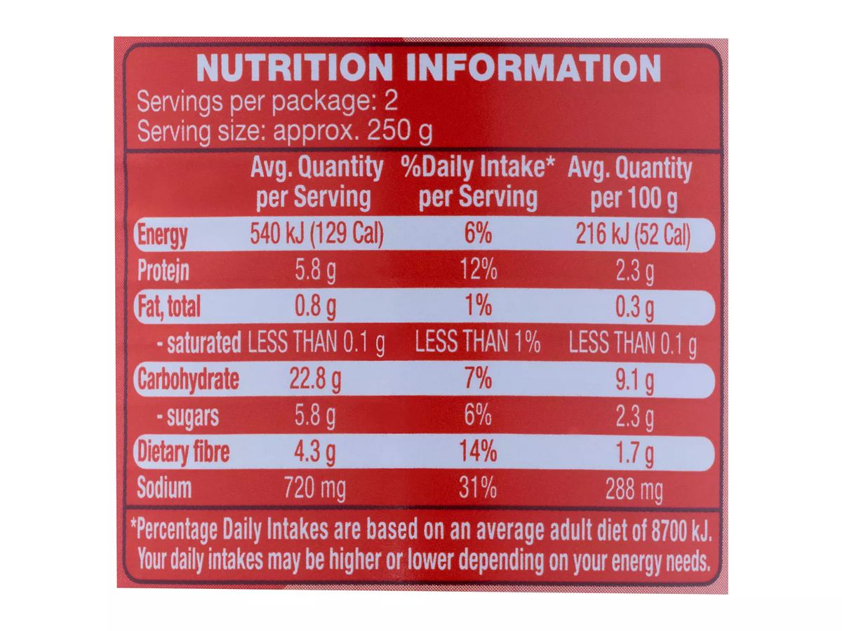Pack photograph of THE SOUP CO. Minestrone Soup 495g showing the printed nutrition panel