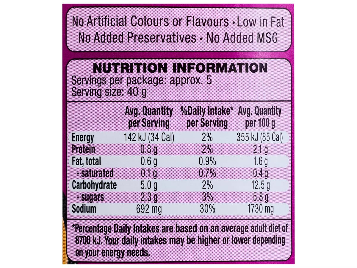 Pack photograph of ASIA GREEN GARDEN Thai Massaman Curry Paste 195g showing the printed nutrition panel